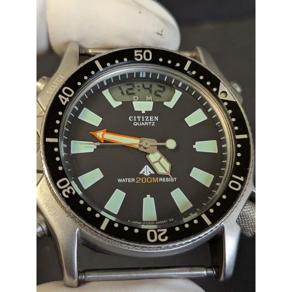 Citizen Promaster Aqualand Quartz 200m Diver Watch, SS Case, Black Rubber **Reed